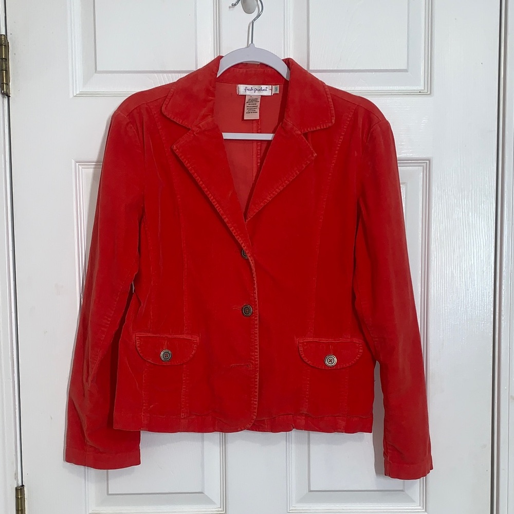 Fresh Produce Orange/Coral Corduroy Blazer Jacket